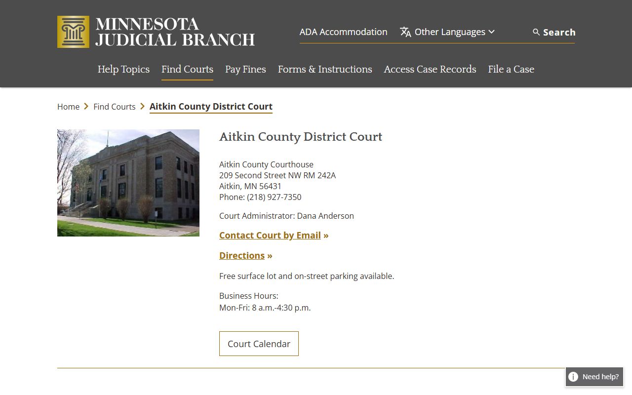 Aitkin County District Court civil court records