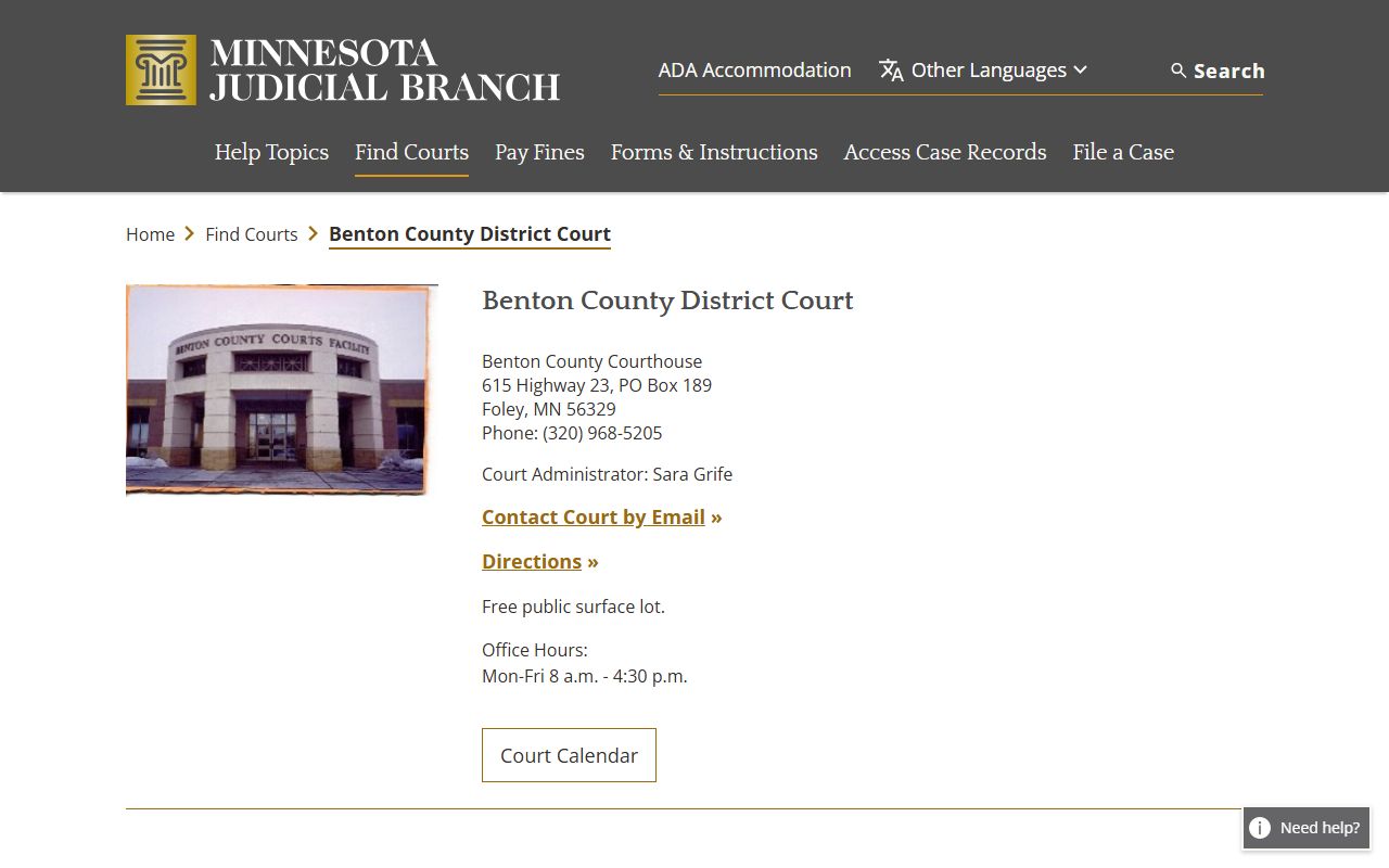 Benton County District Court civil court records