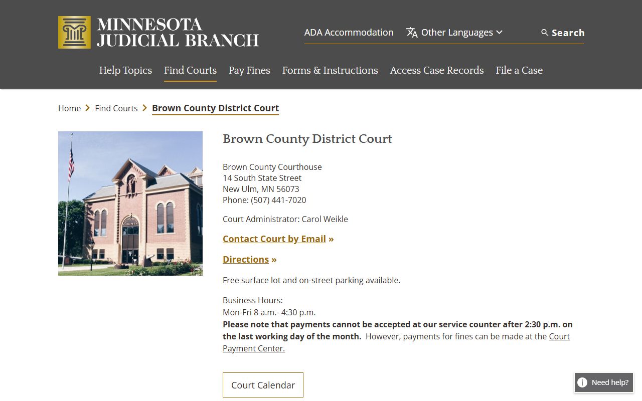 Brown County District Court civil court records