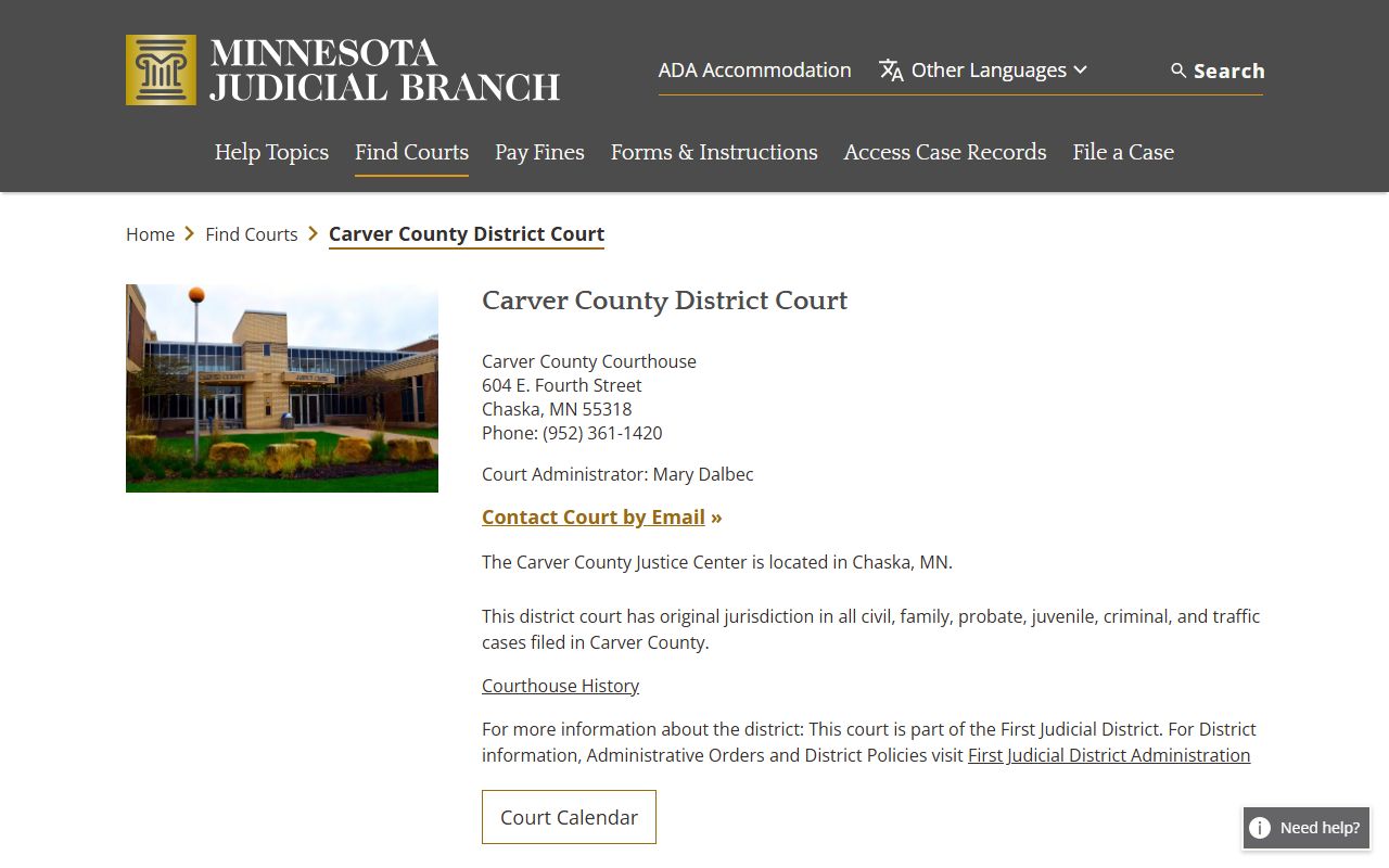 Carver County District Court civil court records