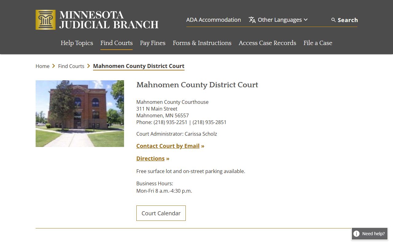 Mahnomen County civil court records