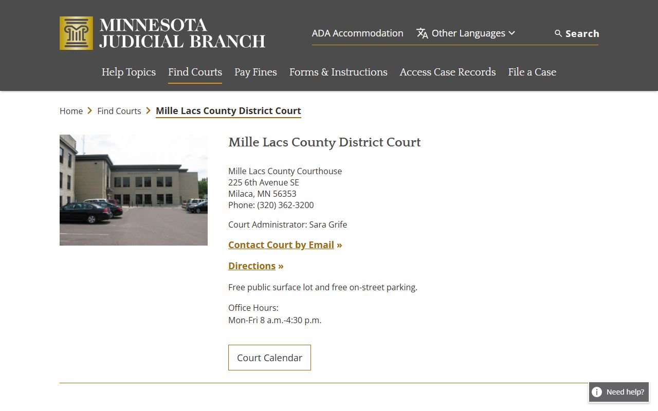 Mille Lacs County civil court records