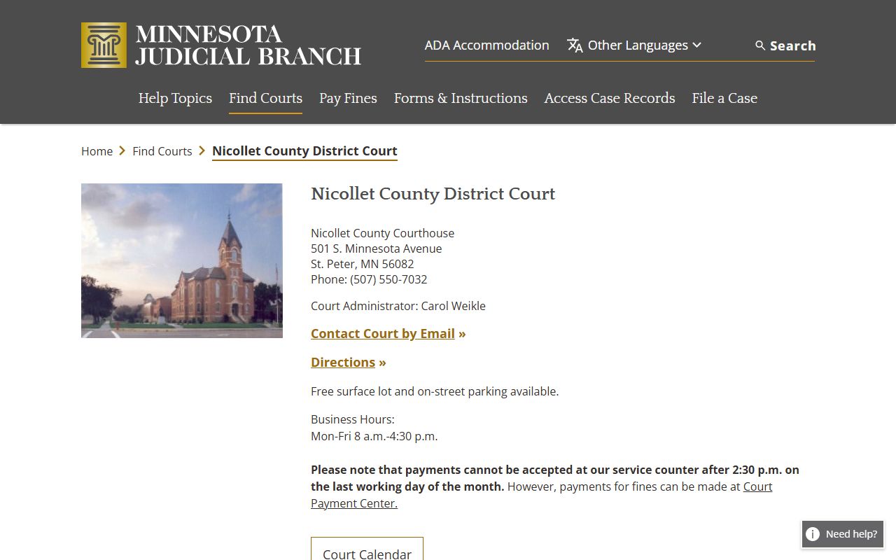 Nicollet County civil court records