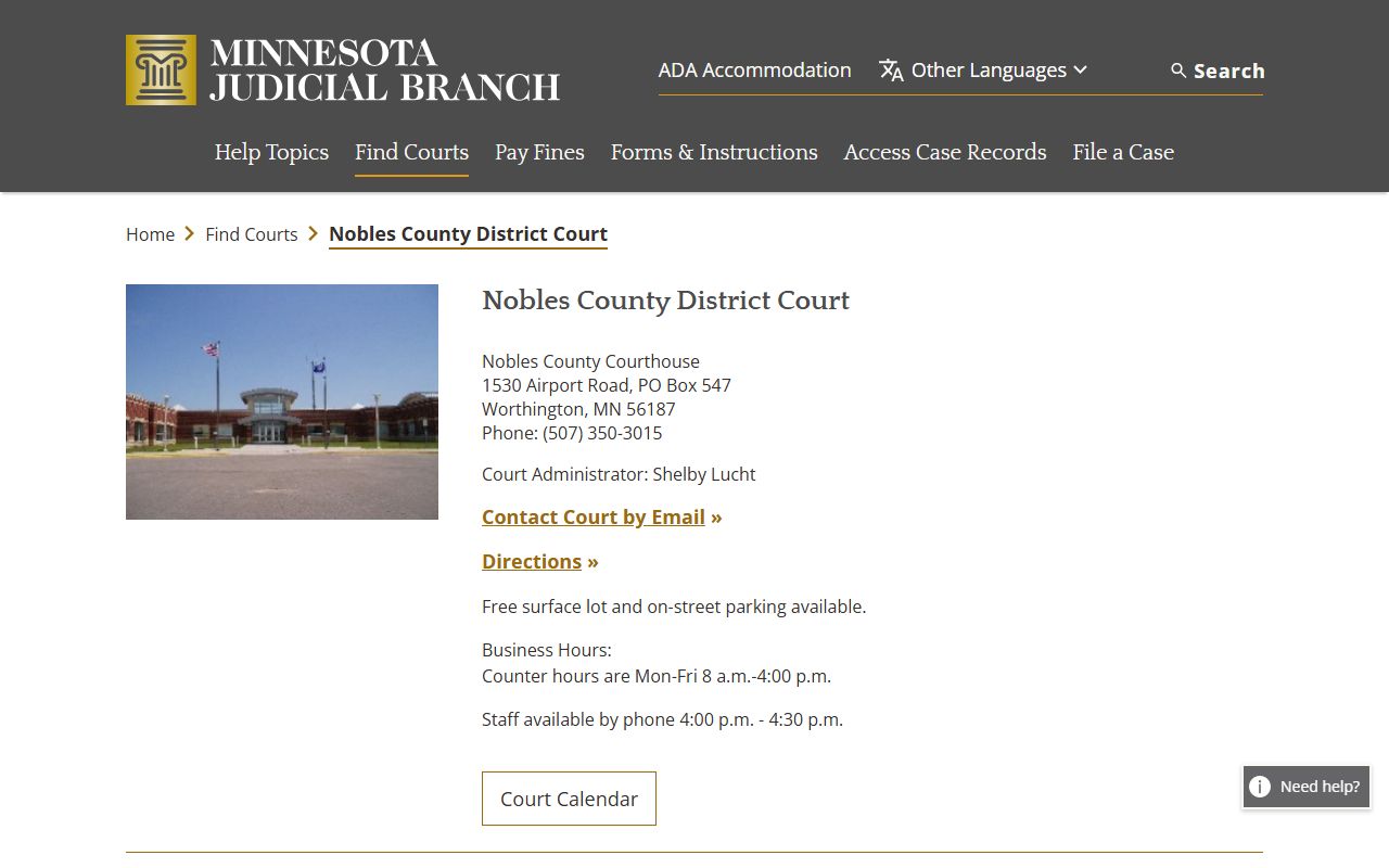 Nobles County civil court records