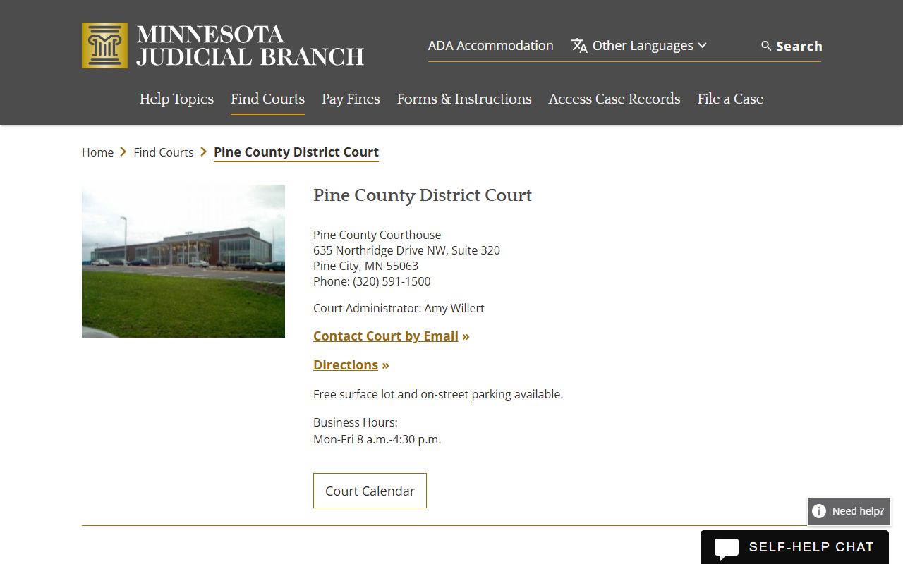 Pine County civil court records