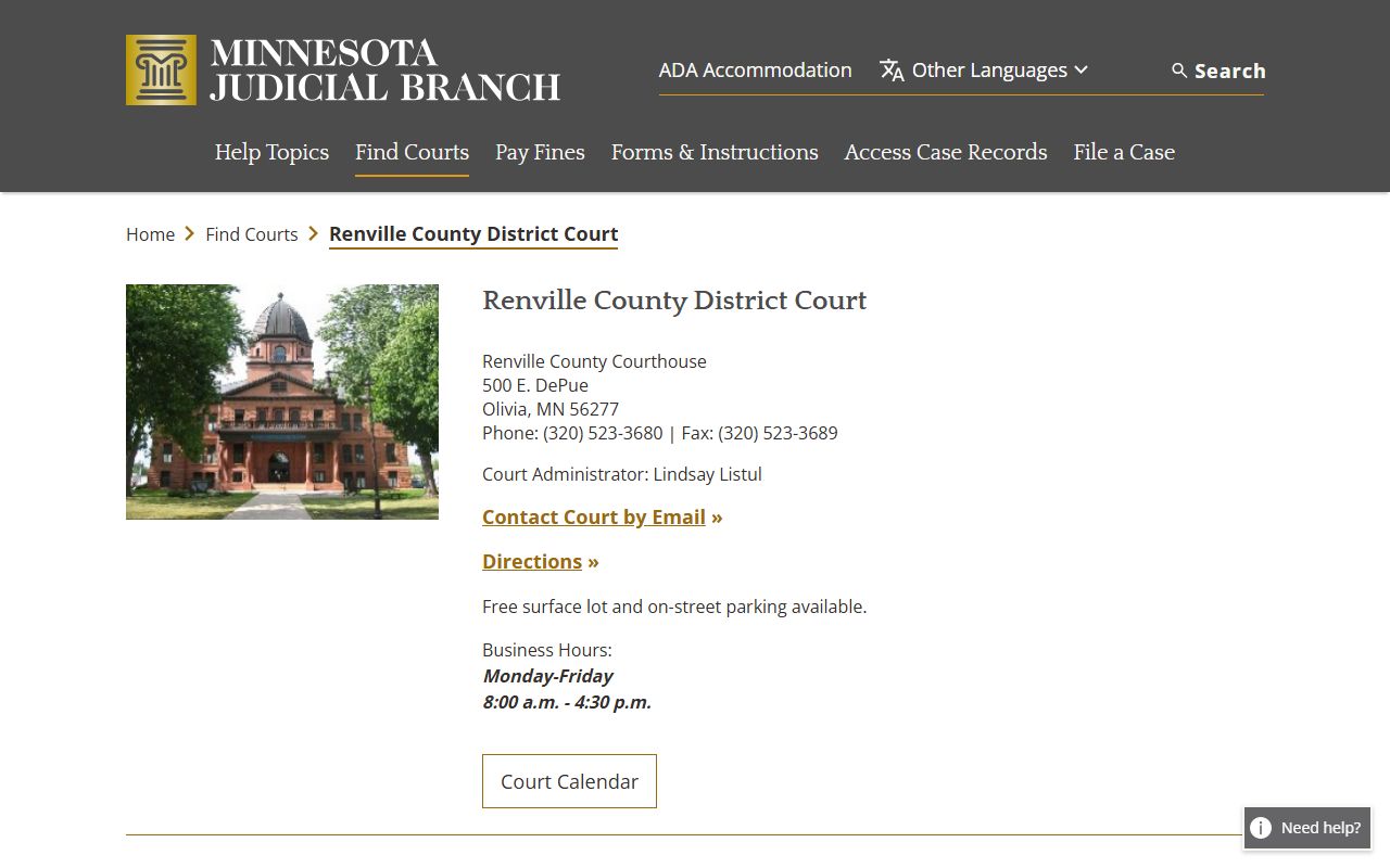 Renville County civil court records