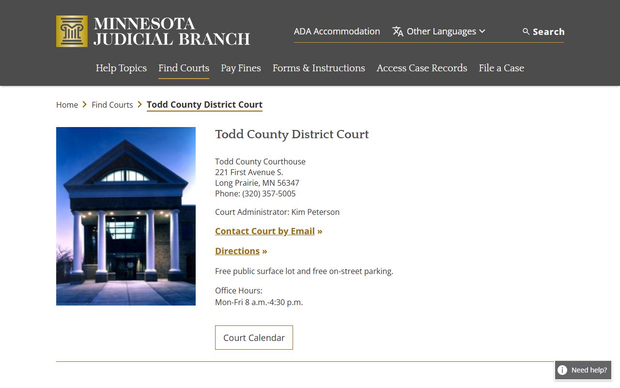 Todd County civil court records