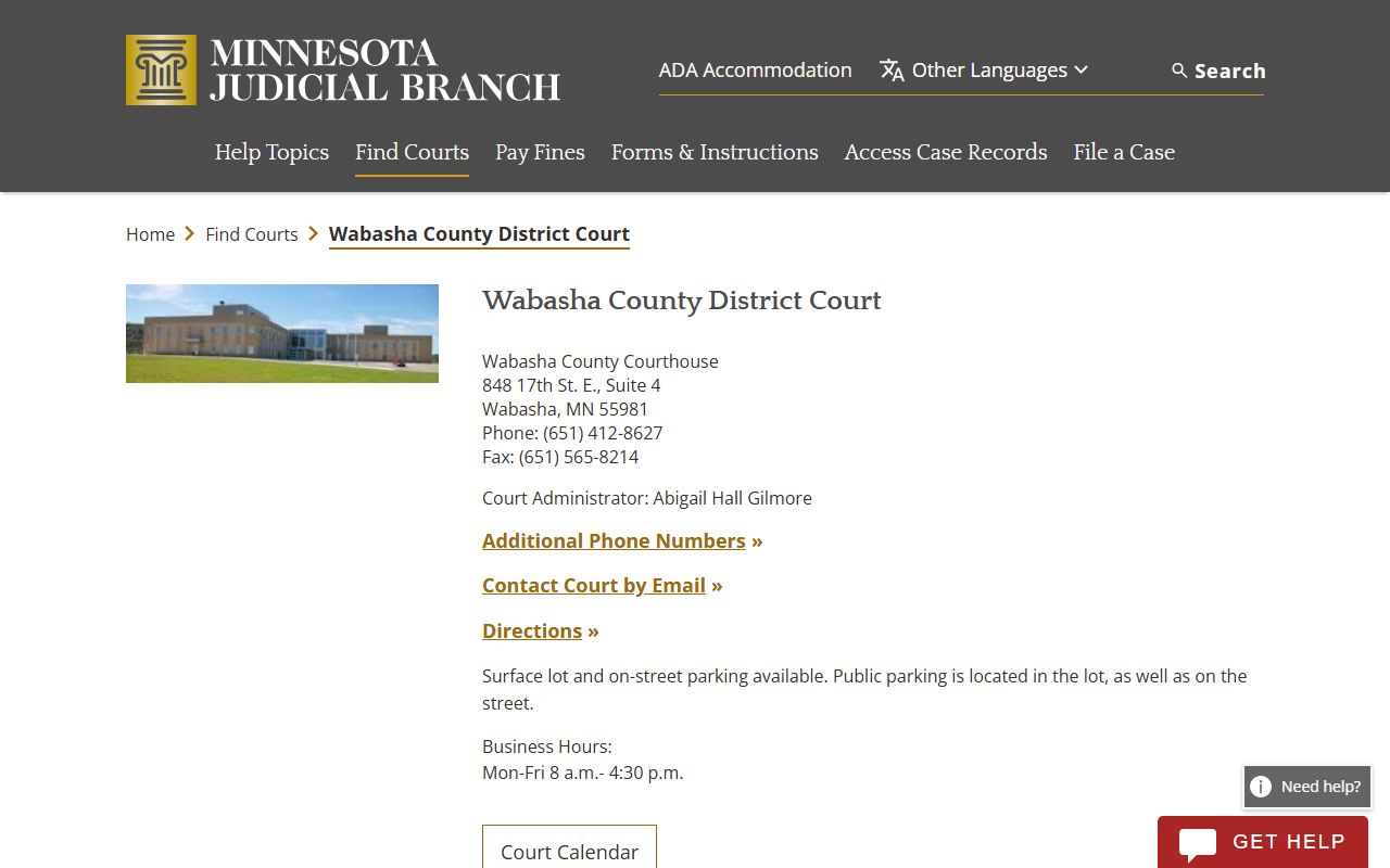 Wabasha County civil court records
