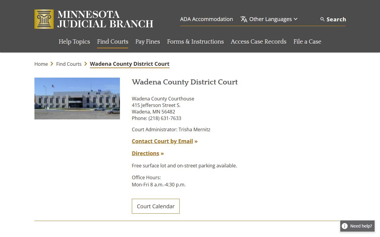 Wadena County civil court records