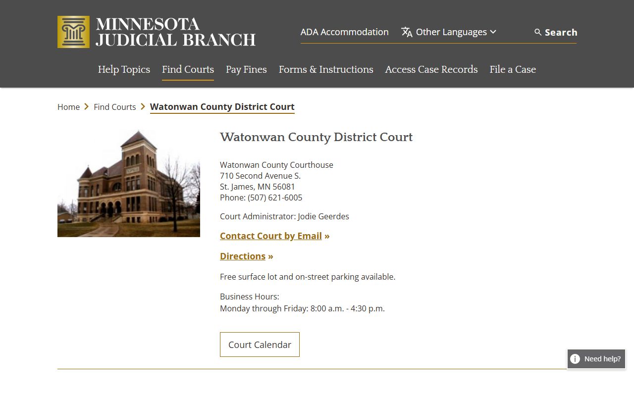 Watonwan County civil court records
