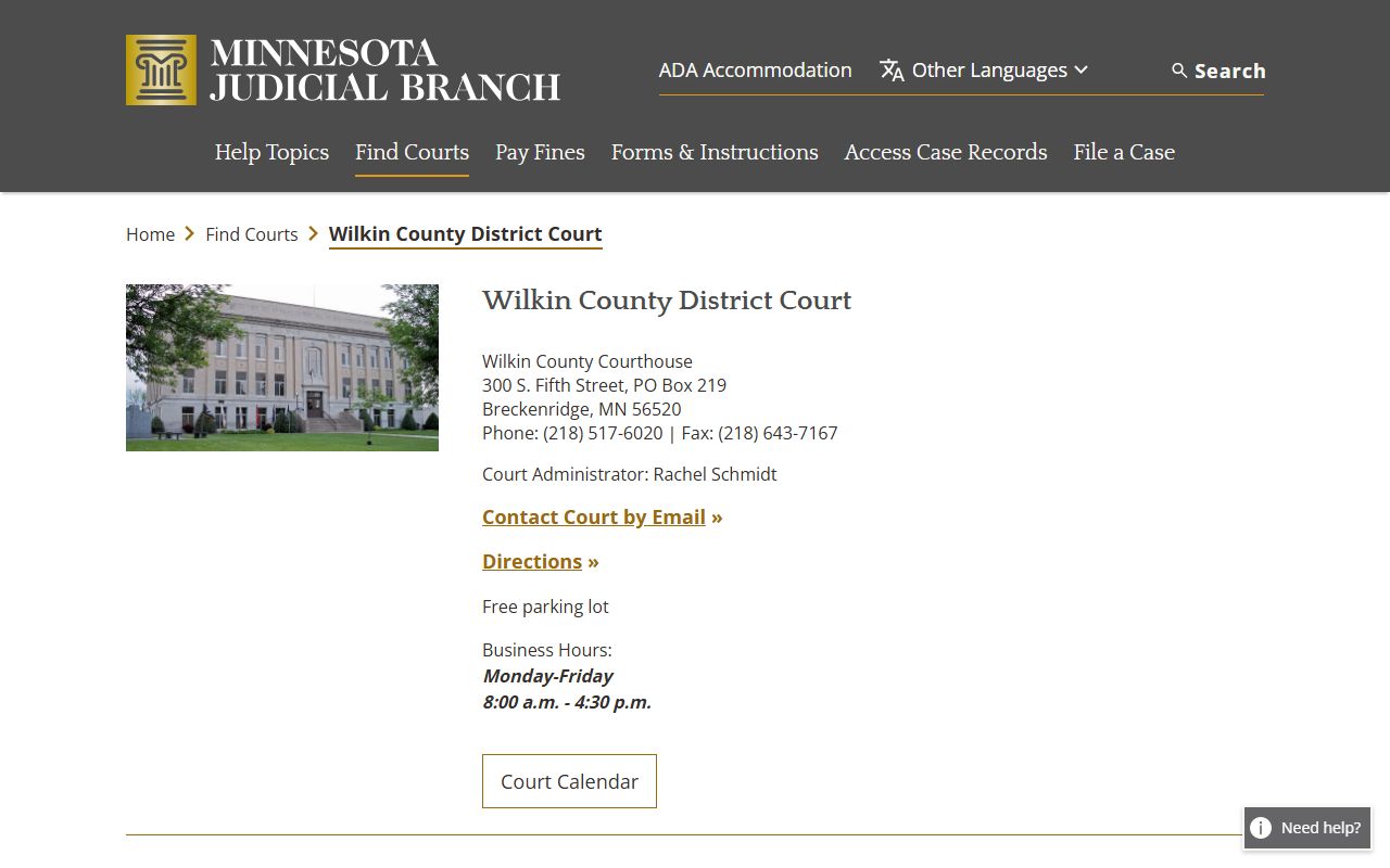 Wilkin County civil court records