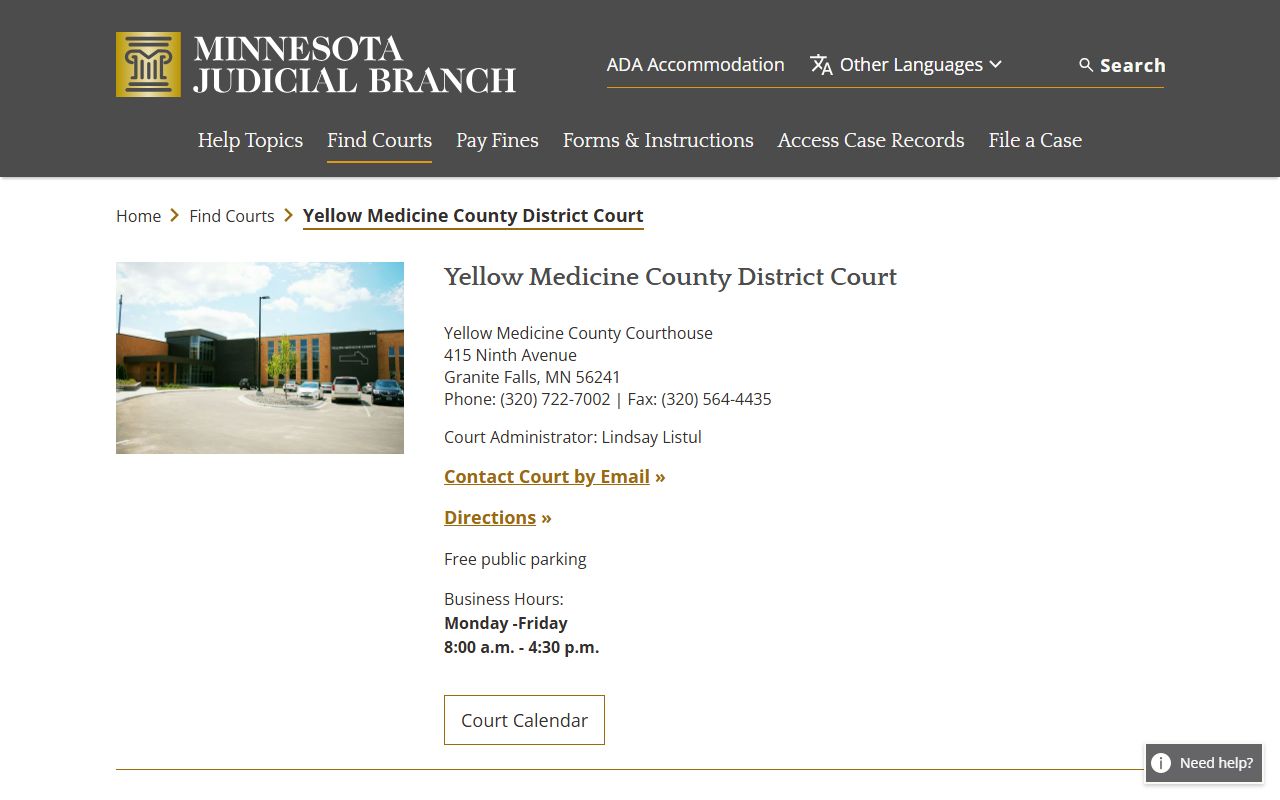 Yellow Medicine County civil court records